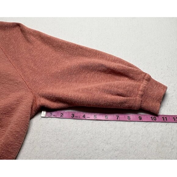 MADEWELL Women Telluride Pullover Sweater SZ M Salmon Crop Boxy 3/4 Sleeve 57-7 - Picture 8 of 9